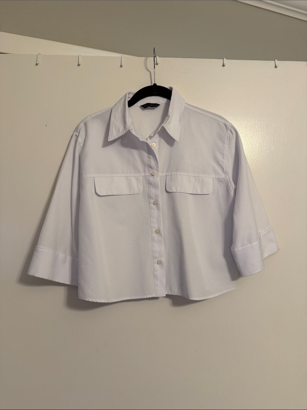 Zara Short White Oxford Shirt